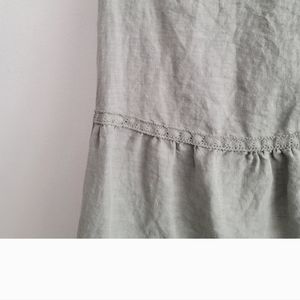 Lucky Brand 1X Sage Green Tiered Mini Dress Sleeveless 100% Linen